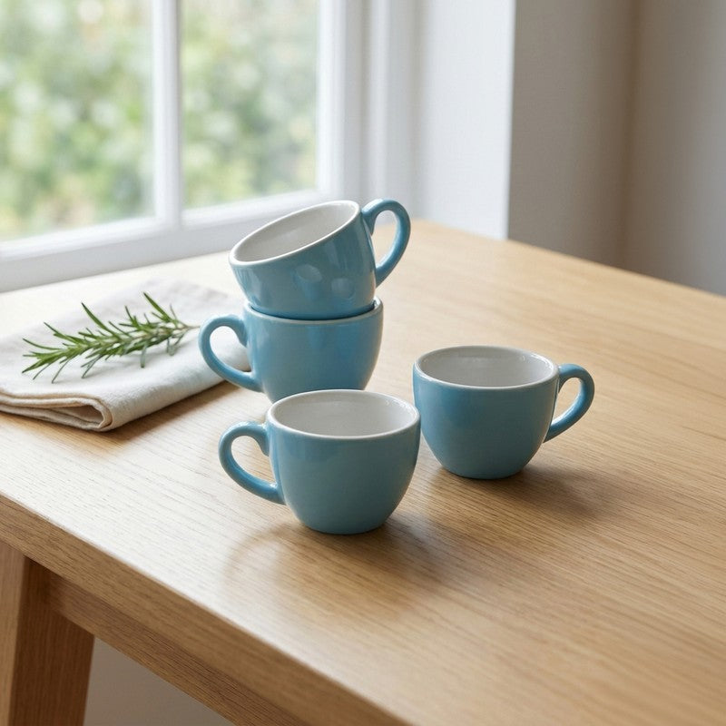 Expresso Ceramic Tea Cup (100 mL/Blue) - Set of Four