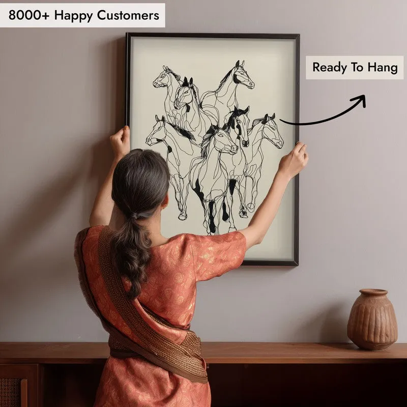 Horse Rhythm Wall Painting With Black Frame media 8
