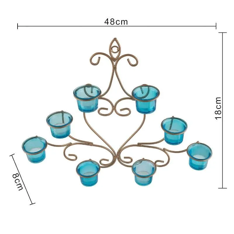 Floral Gold Frame Candle Holder - Teal media 4