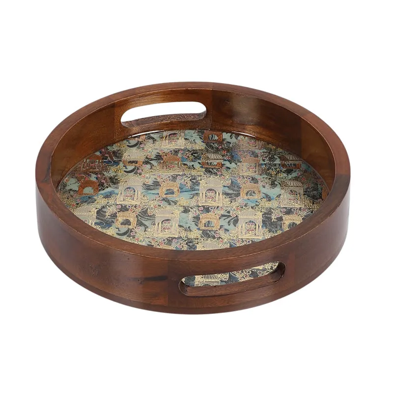 Jharokha Charm Round Wooden Serving media 3