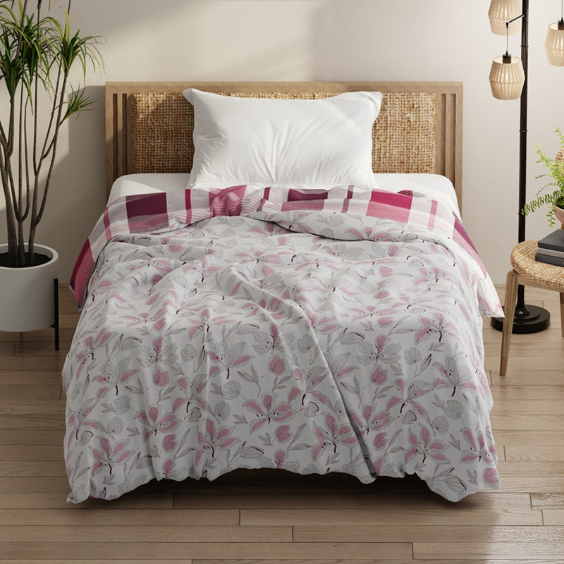 Frances Reversible Floral Cotton Microfiber Comforter (Pink) - 120 GSM media 3