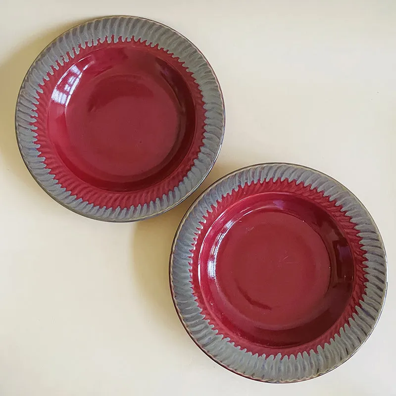 Raisel Ceramic Pasta Plate (Red) - Set Of Two media 1