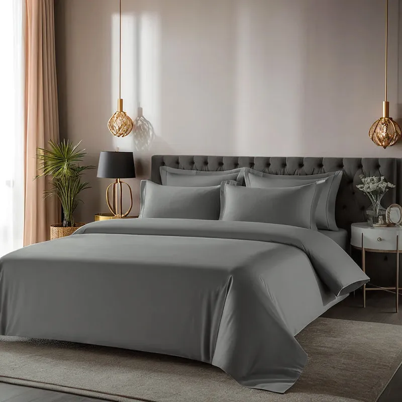Caressence Solid Cotton Bedsheet (Grey) - 300 TC media 4