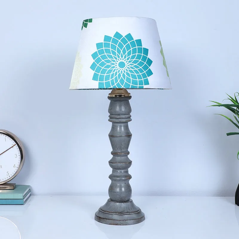 Akari Bantu Printed Mango Wood Table Lamp - Blue,White,Green media 3