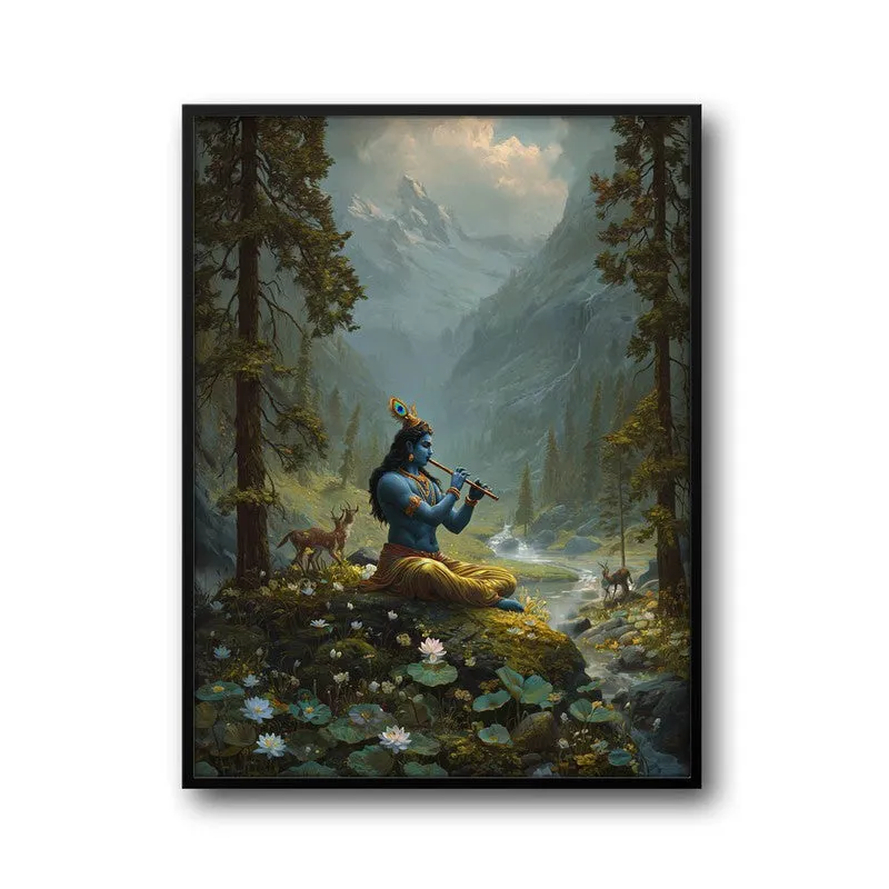 Vrindavan Bihari Lord Krishna Playing Fluit II Archival Paper Wall Art media 7