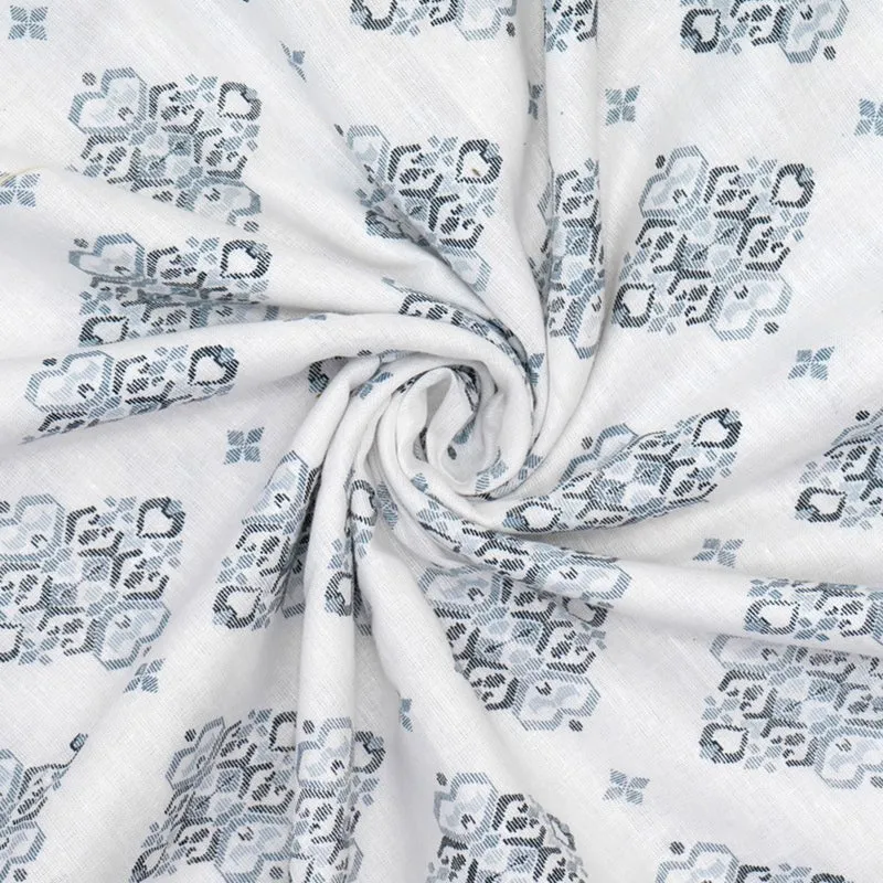 Florique Reversible Cotton Dohar (Blue,White) - 120 GSM media 6