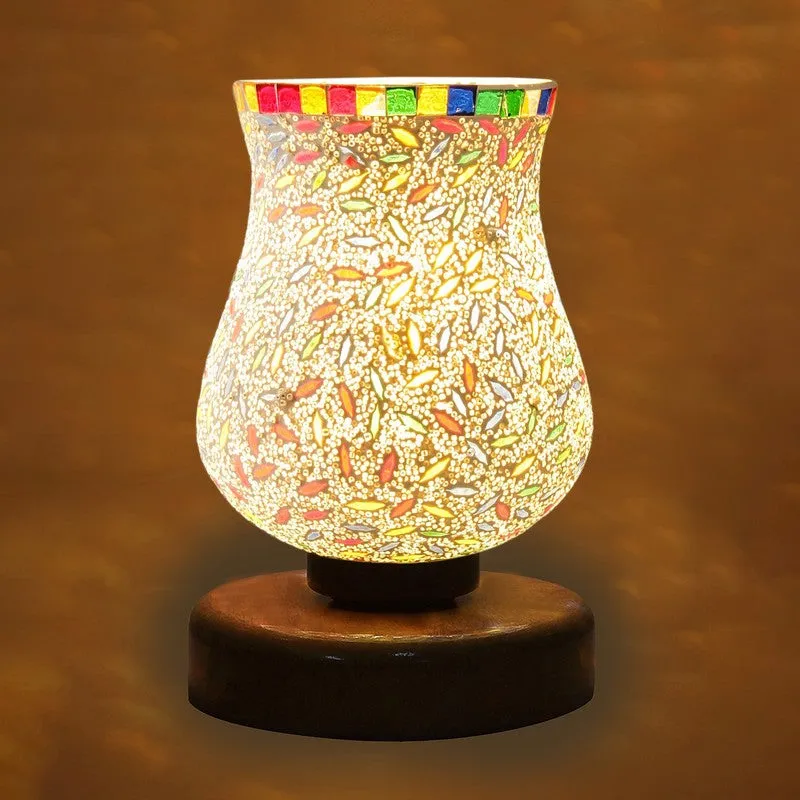 Auralyn Mosaic Glass Table Lamp With Wooden Base - Multicolor media 6