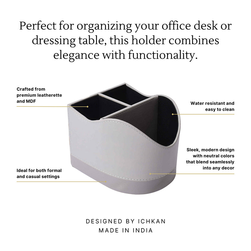 Veltrix Faux Leather Desk Organiser - Grey media 3