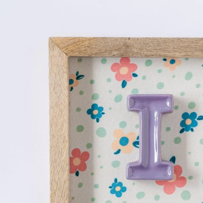 (I) Mini Mottled Mono Ceramic & Wooden Wall Accent - Purple media 3