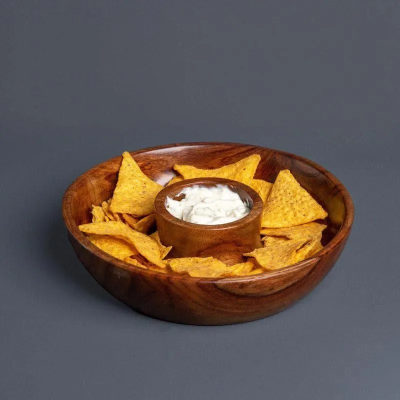 Zaco Chip & Dip Sheesham Wood Platter media 1