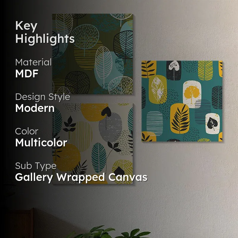 Jungle Stamp Wall Painting - Set Of Three media 2