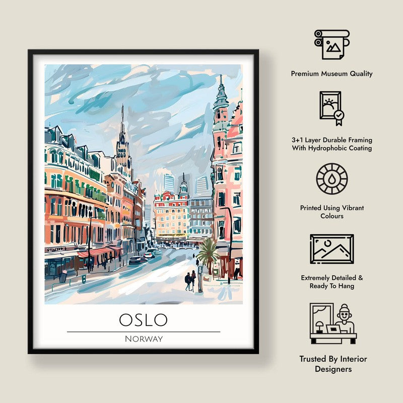 Vintage Oslo Framed Canvas Wall Painting media 8
