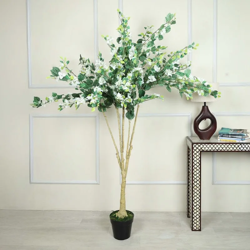 Artificial White Bougainvillea Plant With Black Fiber Pot - 6.3 Feet media 3