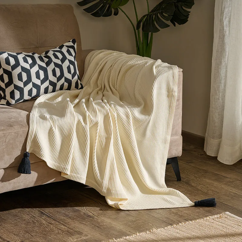 Nestlin Tassled Throw - Ivory & Black media 1