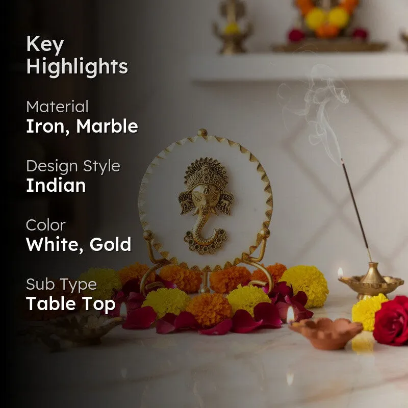 Shubh Ganesh Marble Showpiece With Stand media 2