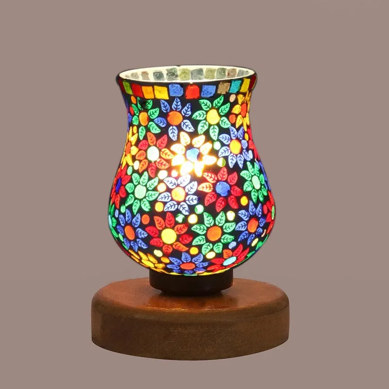 Solene Mosaic Glass Table Lamp With Wooden Base - Multicolor media 7