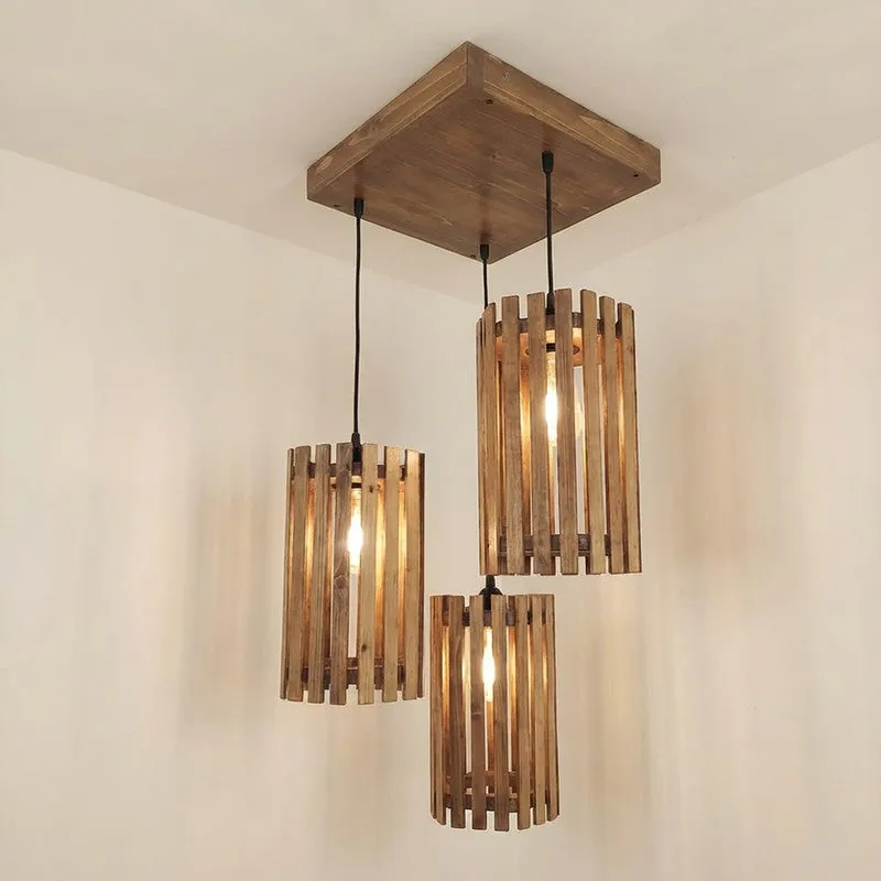 CageGlow Wooden Ceiling Lamp - Brown media 7