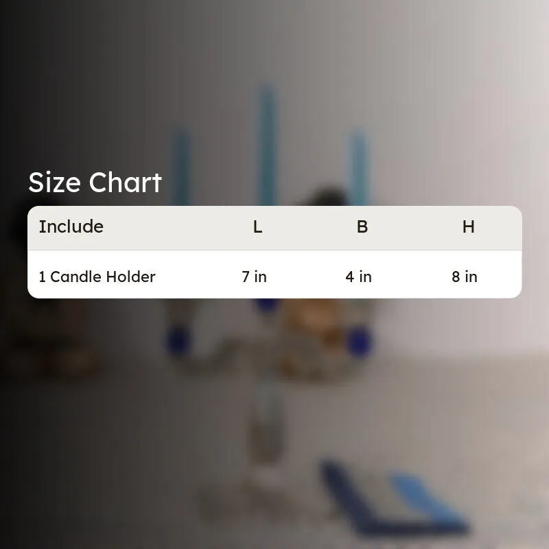 Size chart graphic for the candle holder