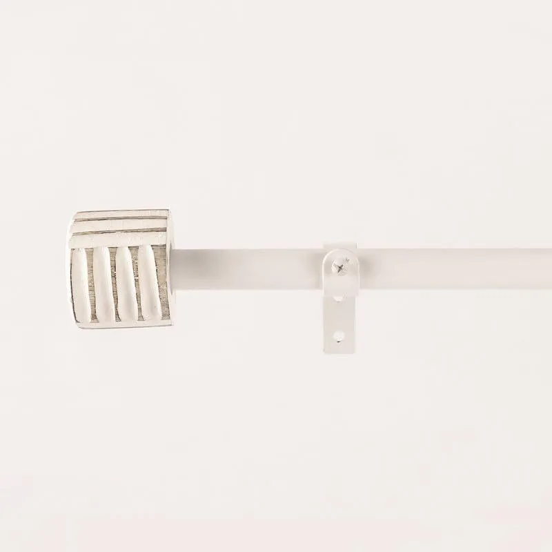 Cubis Etch Extendable 1" Single Curtain Rods With Round Finial & Brackets media 3