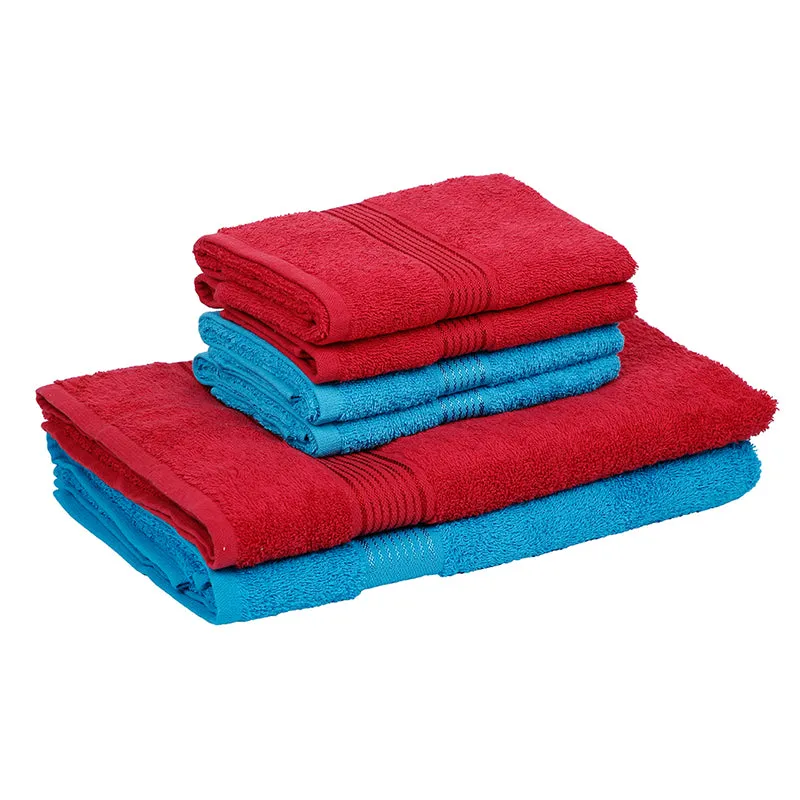 Eva Quick Dry Towel Combo (Red & Blue) - Six Piece Set media 4