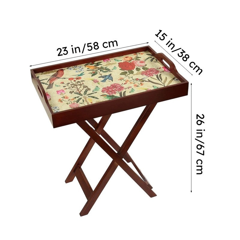 India Circus Floral Multicolor Rectangle Teakwood Side & Bedside Table media 7