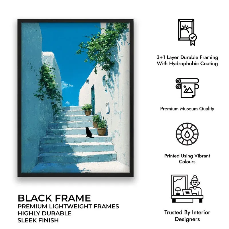 European Alley Canvas Wall Painting - Black Frame media 9