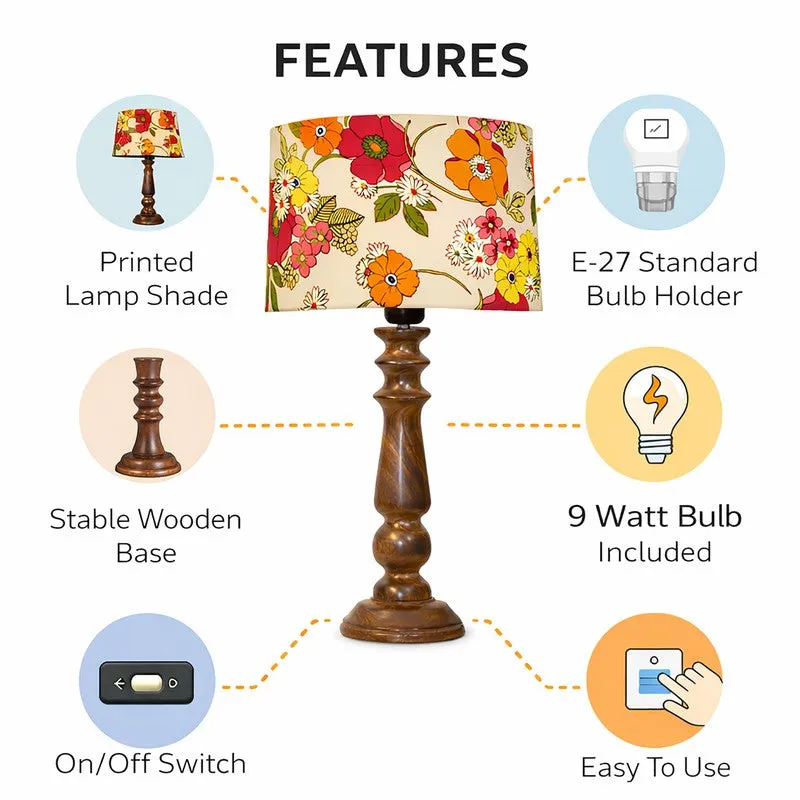 FloralFlare Glow Wooden Table Lamp media 4