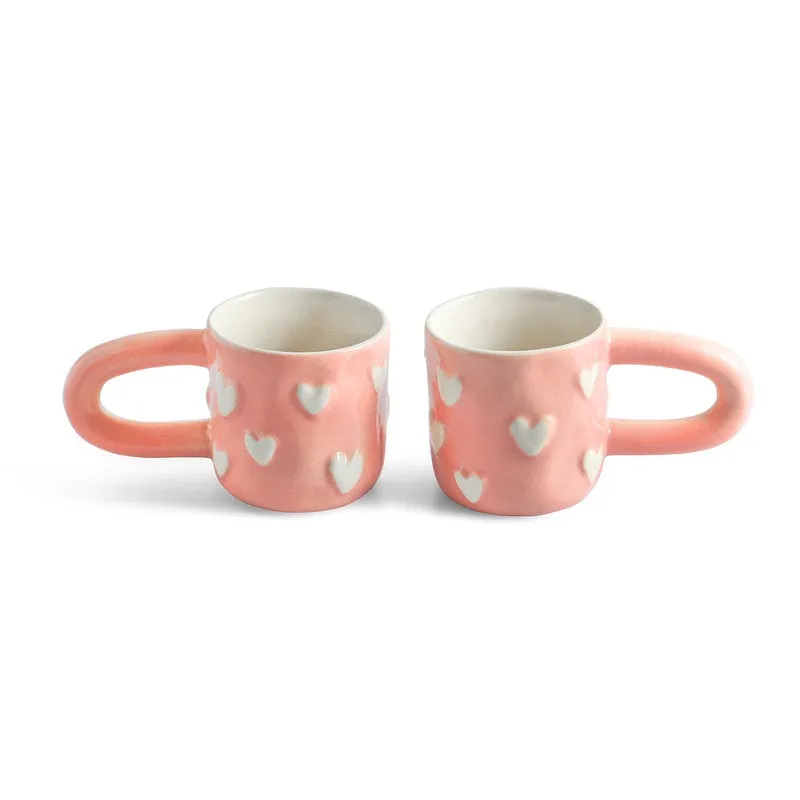 Heart Ceramic Coffee Mug (260 mL Each) - Set Of Two media 3