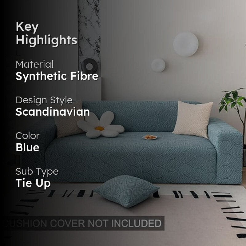 Daina Jacquard Synthetic Fiber Sofa Cover - Light Blue media 2