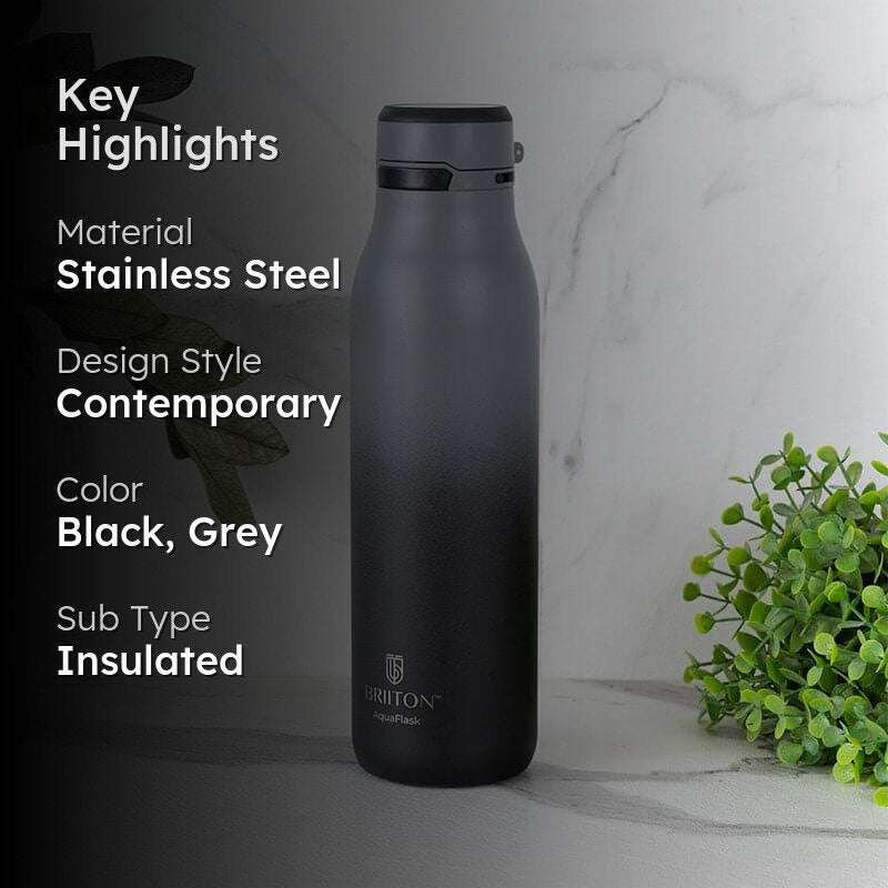 Juno Sip Hot & Cold Thermos Water Bottle (Black & Grey) - 750 mL media 2