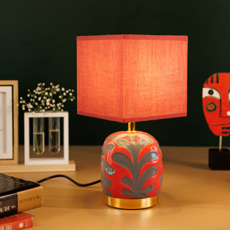 Savena Ceramic Table Lamp - Red,Grey media 3
