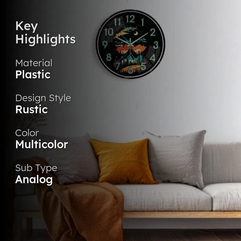 Nocten Round Modern Plastic Wall Clock - Black media 2