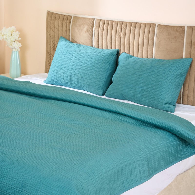 Diamond Quilted Cotton Pillow (Teal) - Set Of Two