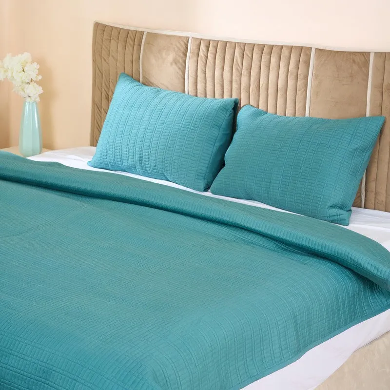 Diamond Quilted Cotton Pillow (Teal) - Set Of Two media 1