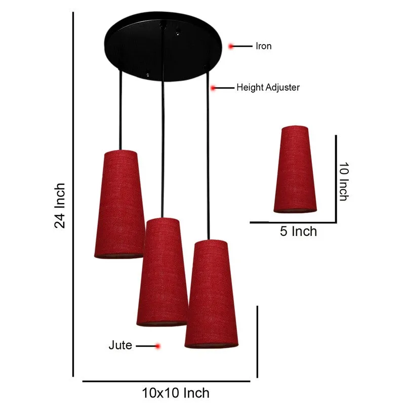 Nordic Neutral Triple Metal Ceiling Lamp - Maroon media 8