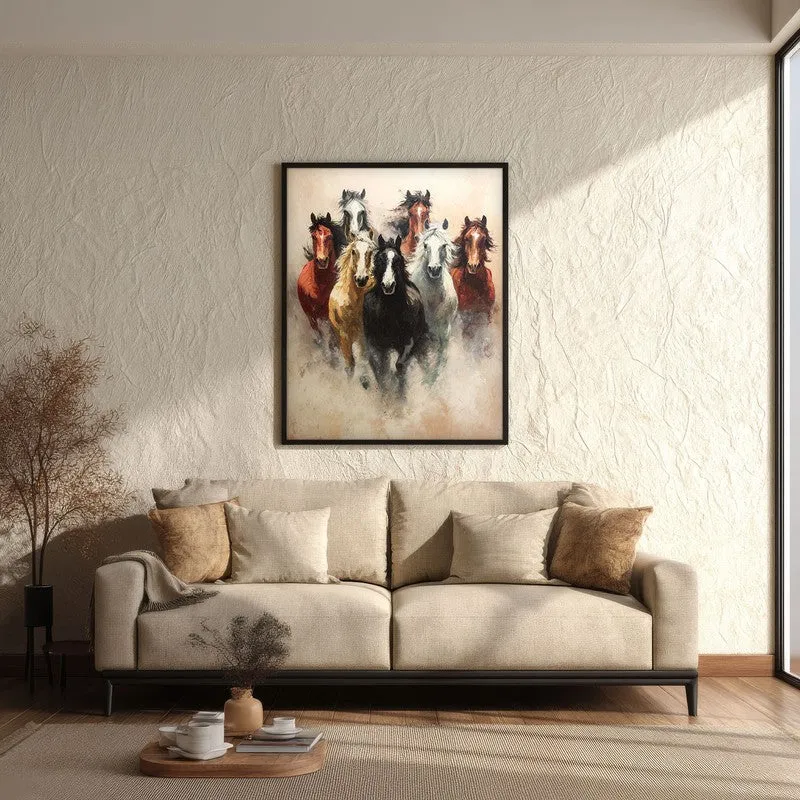 Unbridled Force Horse Wall Painting With Black Frame media 3