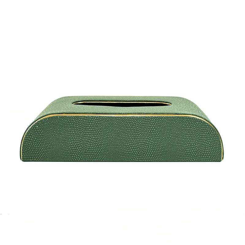 Tisquo Curve Faux Leather Tissue Box - Olive Green media 3