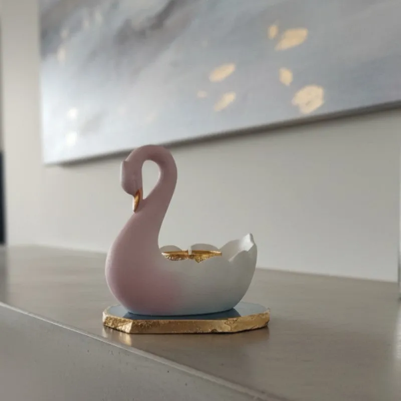 Swan Shaped Resin Tea Light Candle Holder - Blue media 5