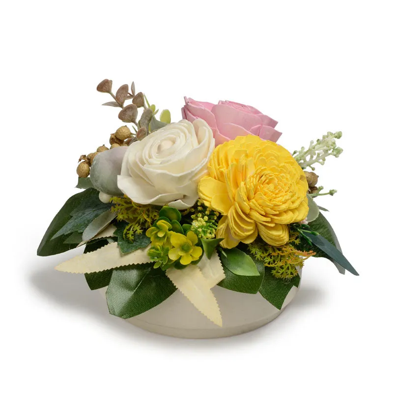 Morning Frost Artificial Solawood Flower Bunch With Pot media 6