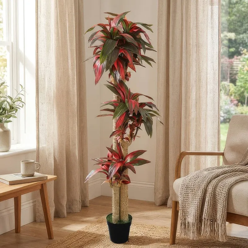 Everloft Artificial Dracaena Green Tree With Black Plastic Pot 5.7 ft media 3