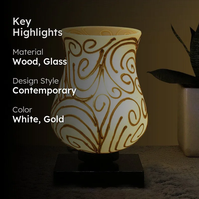 Orelis Mosaic Glass Table Lamp - White & Gold media 2