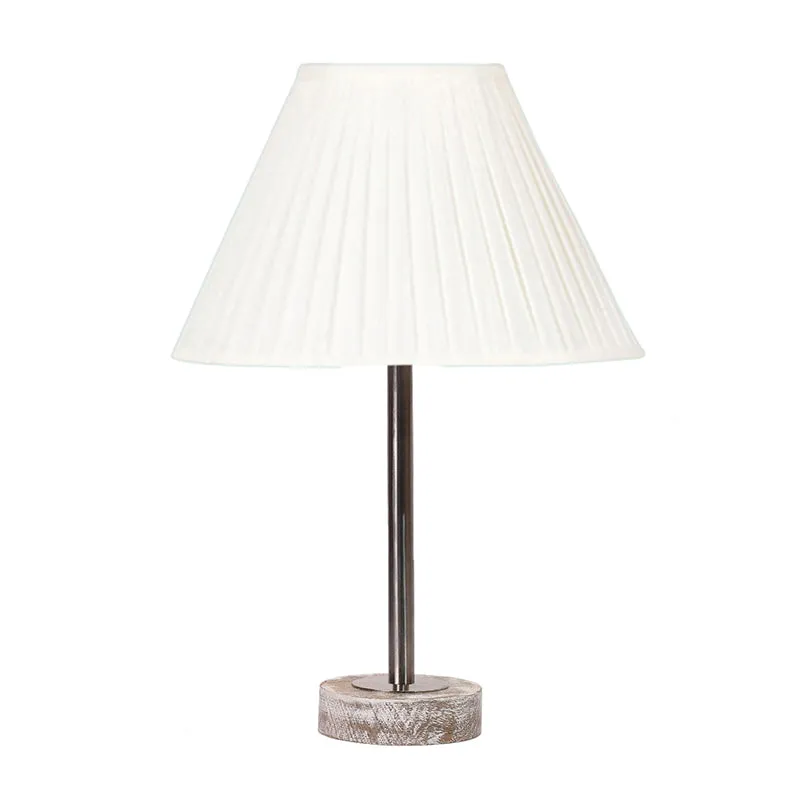 Pleatra Rodin Wooden Table Lamp - White,Silver,White media 4