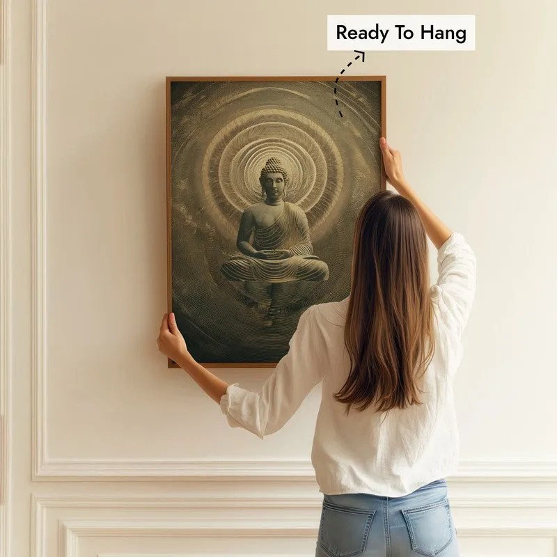 Harmony Within Buddha Archival Paper Wall Painting With Brown Frame media 5