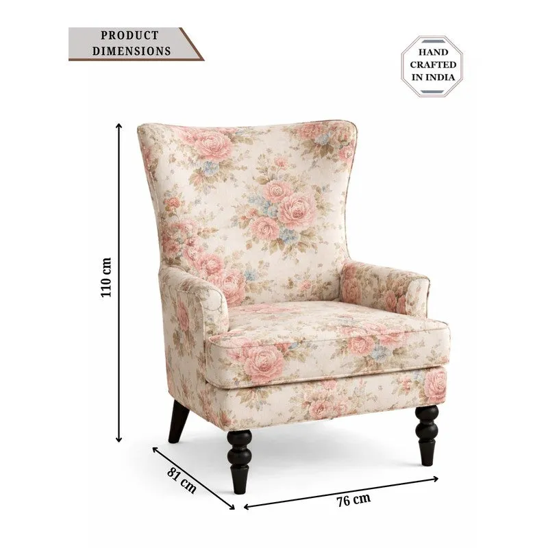 Blush Rose Teak Wood & Velvet Botanical Lounge Chair media 8