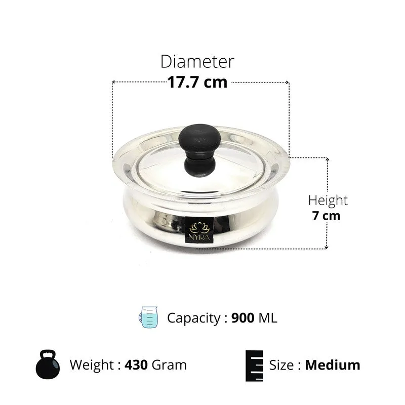 Stevora Stainless Steel Handi with Lid - 900 mL media 6