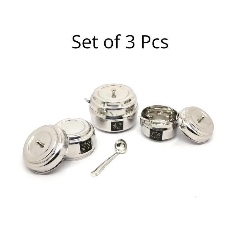 Simmer Silver Stainless Steel Containers - Set of Three media 3