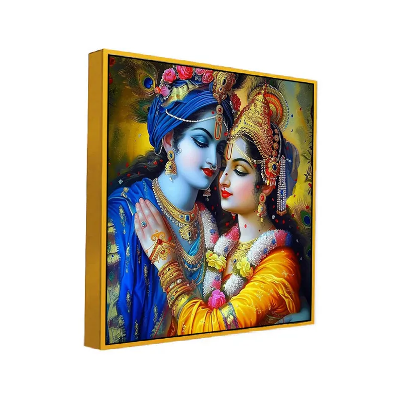 Cosmic Krishna - Radha Canvas Wall Art With Frame media 3