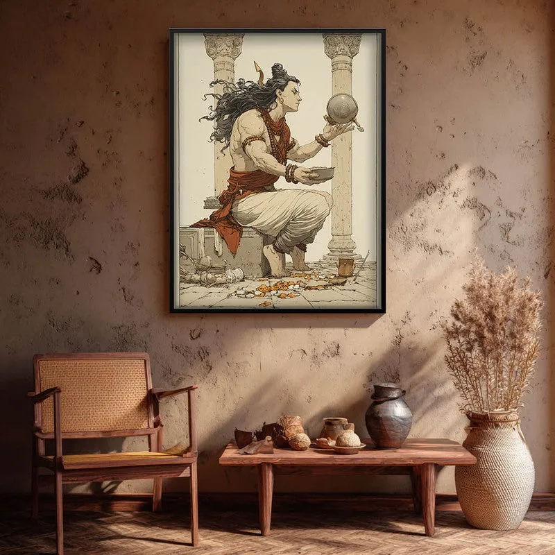 Lord Shiva with Kamandalu Divine I Archival Paper Wall Art media 1
