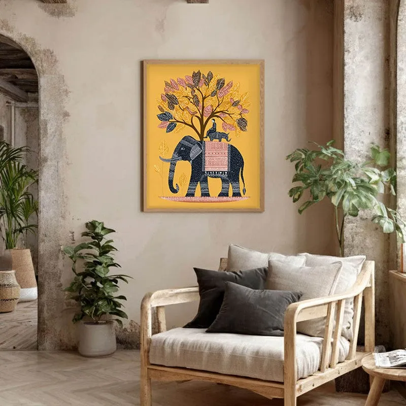 Gajtara Canvas Wall Painting With Brown Frame media 5