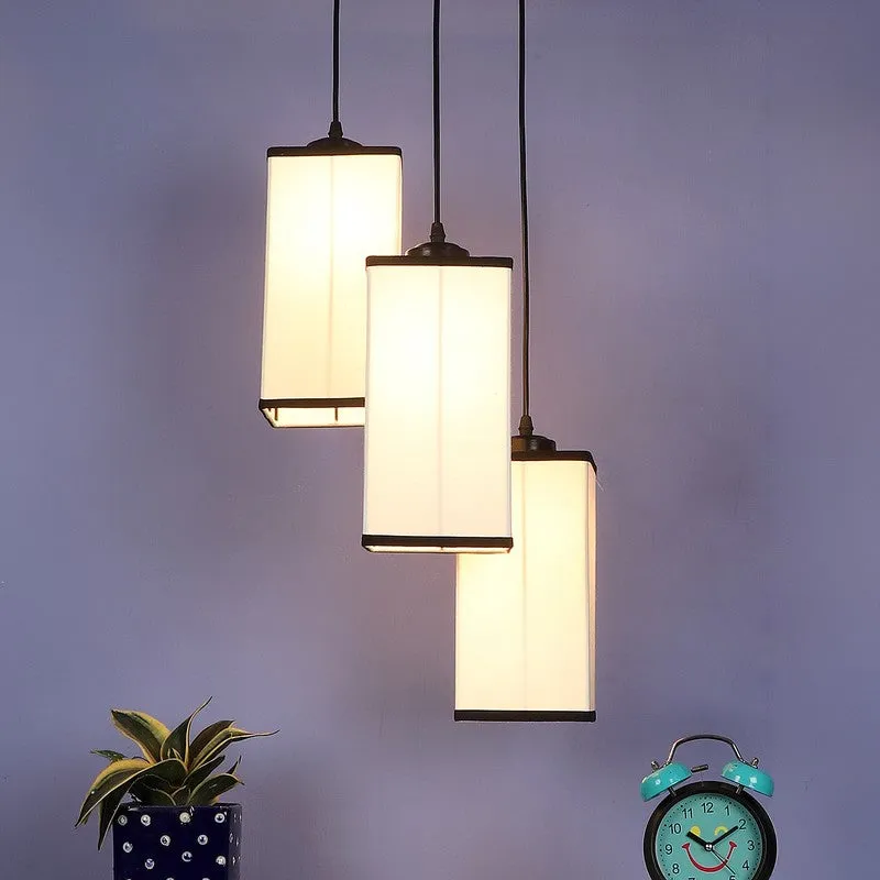 Warm Ivory Triple Metal Ceiling Lamp - White & Black media 3